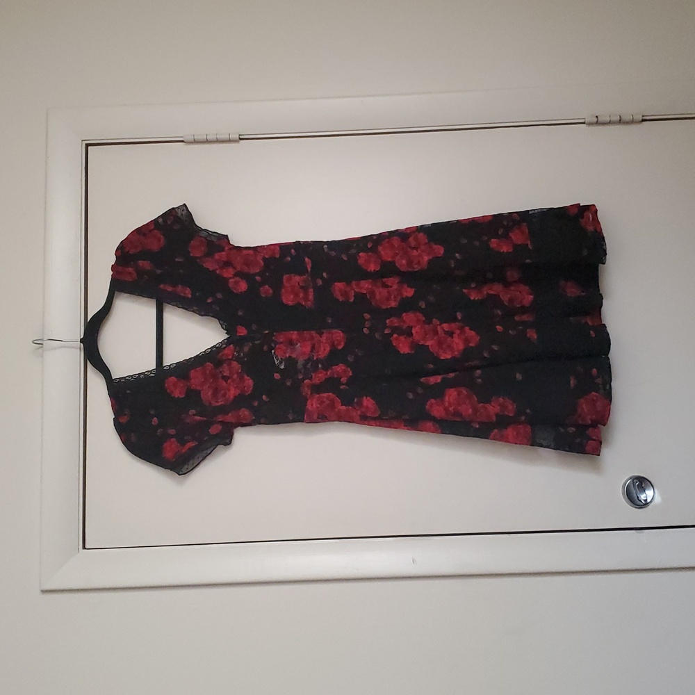 Royal Bones Black and Red Floral Mini Dress - Picture 8 of 16